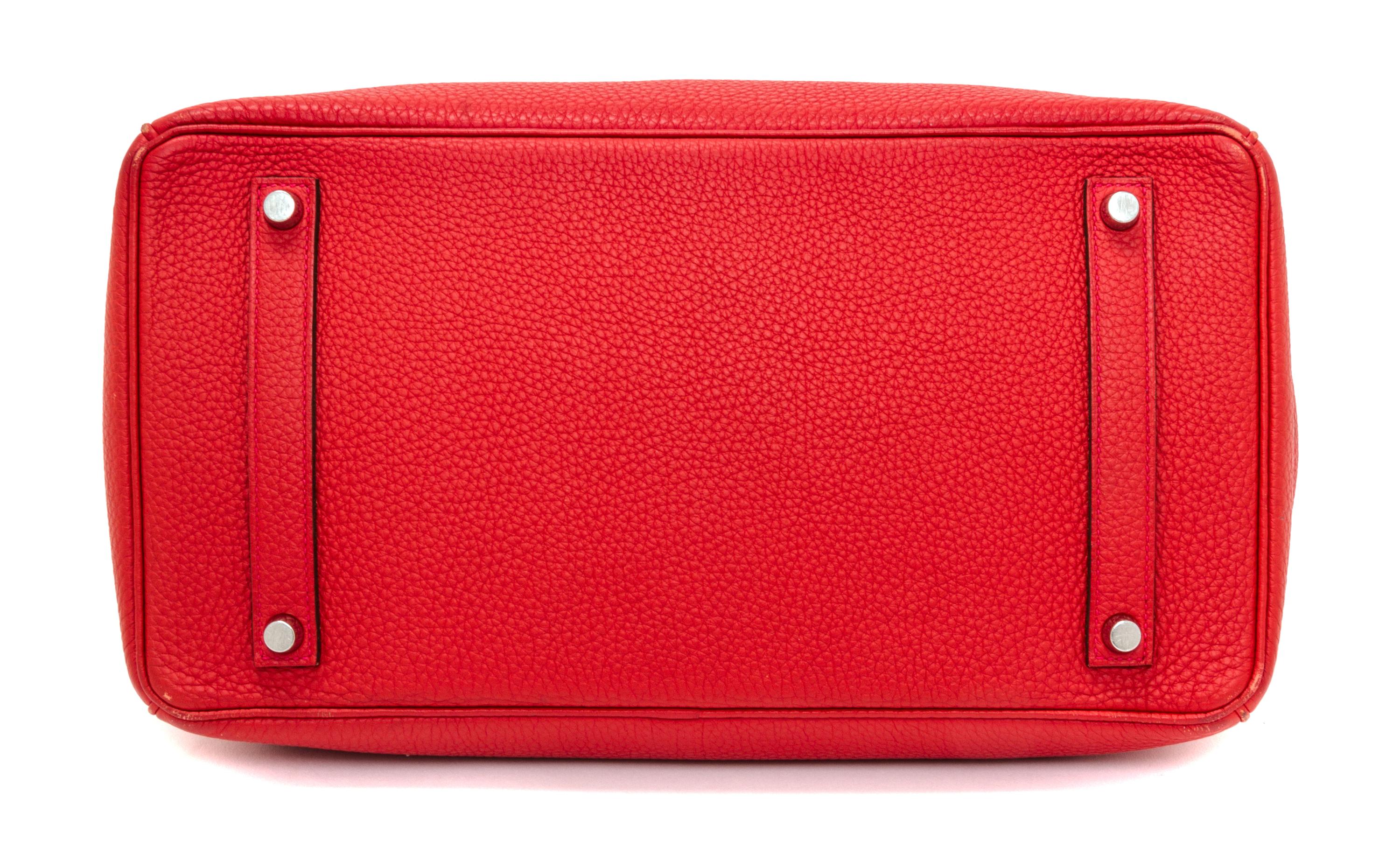 An Hermes Geranium Togo 35cm Birkin Handbag, 14" x 10" x 7".