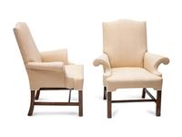 A Pair of Upholstered Chippendale Style Chairs