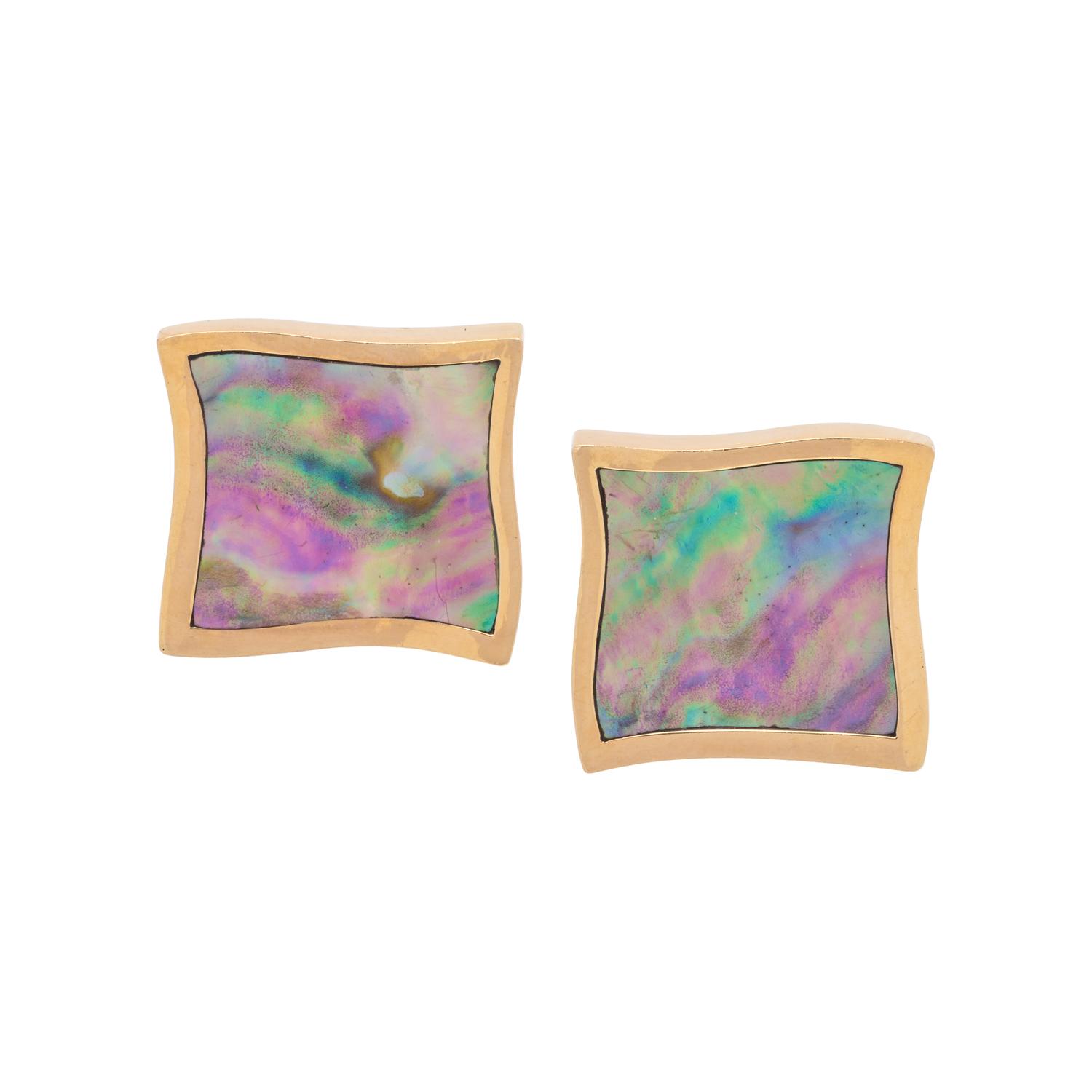 ANGELA CUMMINGS, MOTHER-OF-PEARL EARCLIPS