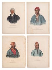 [McKENNEY & HALL]. A group of 4 large folio hand-colored lithographs of Shawnee. 1838.