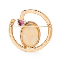 OPAL, TOURMALINE AND DIAMOND BROOCH