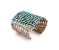 Zuni Silver and Petit Point Turquoise Cuff Bracelet