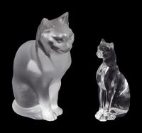 A Collection of Lalique and Baccarat Glass Figures