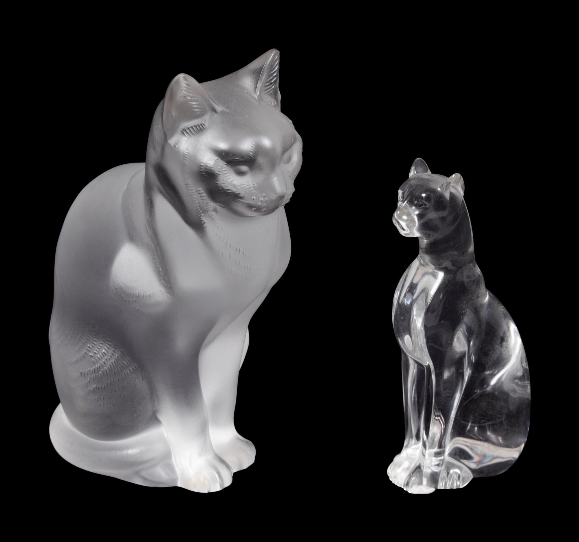 A Collection of Lalique and Baccarat Glass Figures