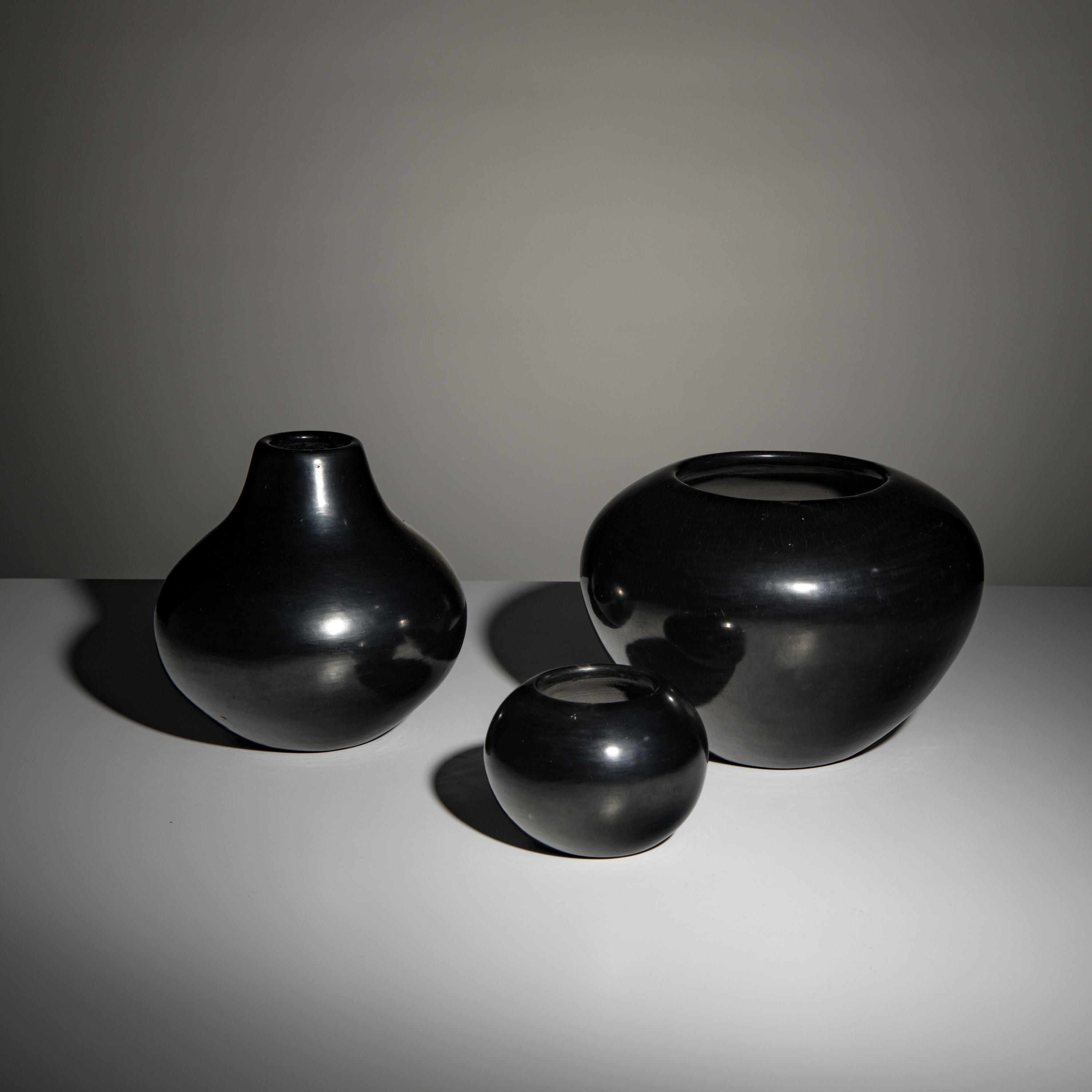 Maria Martinez (San Ildefonso, 1887-1980) — Blackware Pottery Jars 1956-1967