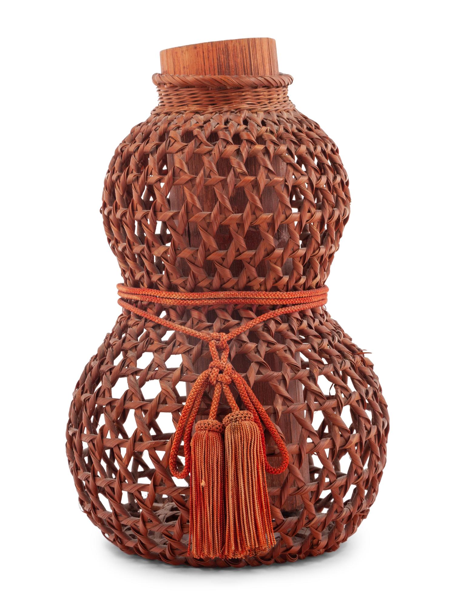 A Japanese Bamboo Gourd-Form Ikebana Basket