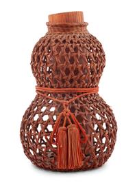 A Japanese Bamboo Gourd-Form Ikebana Basket