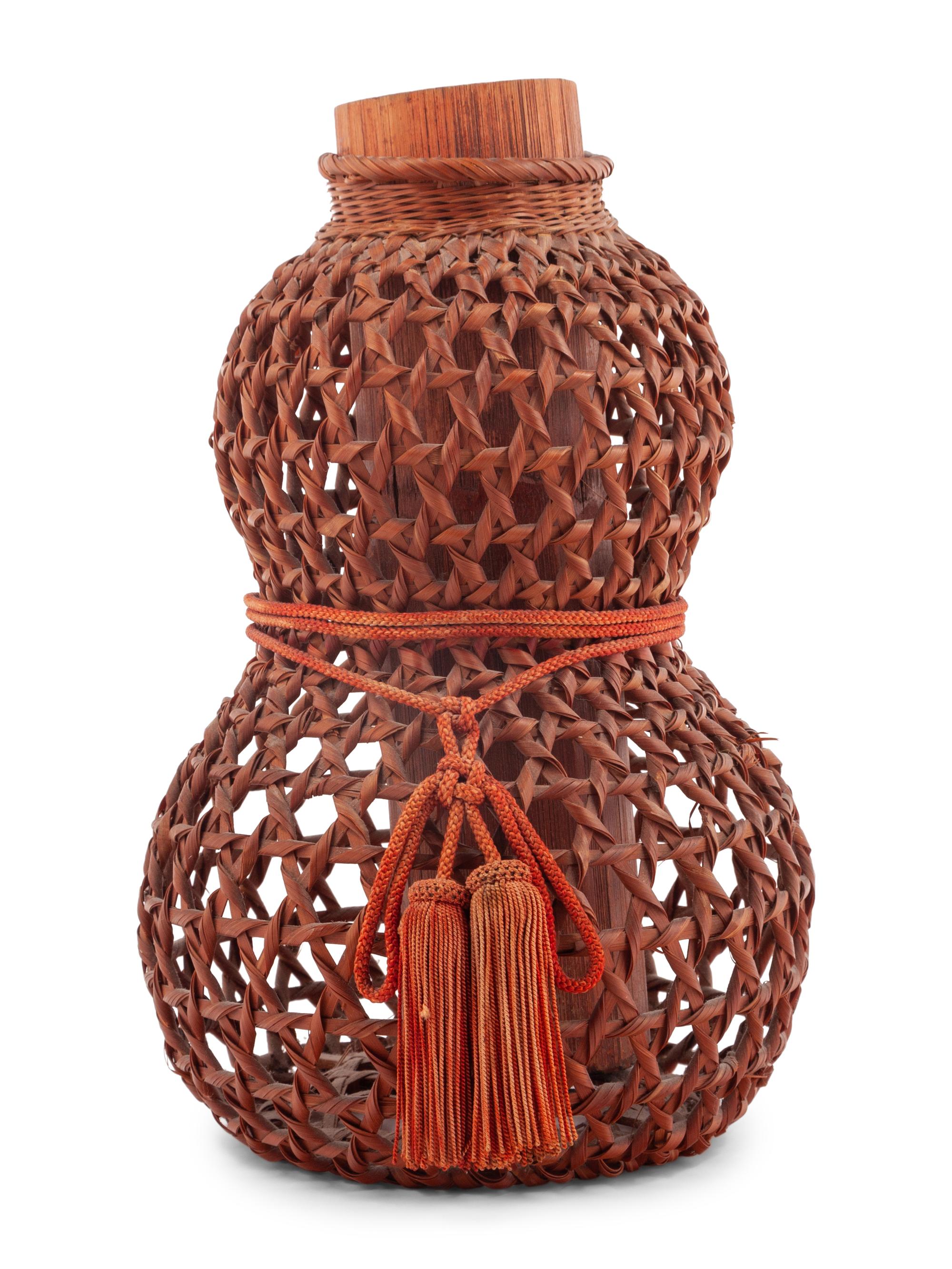 A Japanese Bamboo Gourd-Form Ikebana Basket