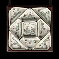 Two Chinese Famille Rose Porcelain Sweetmeats Sets