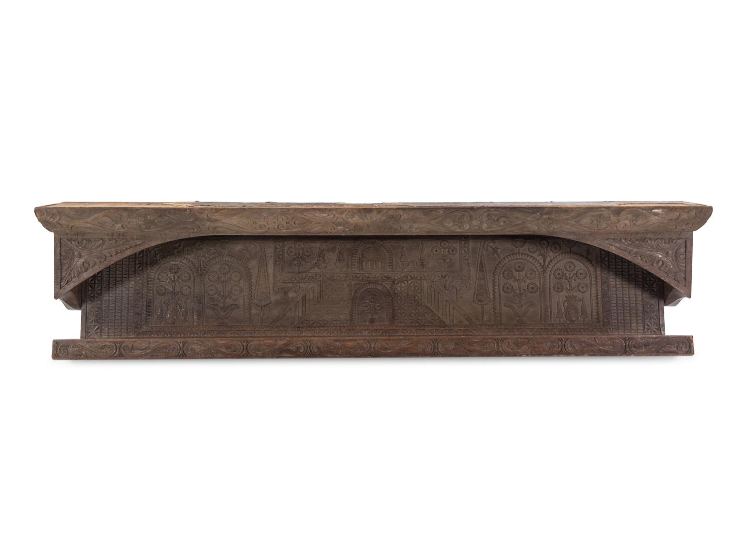 An English Carved Oak Hanging Rack in the William and Mary Taste