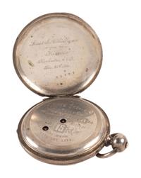 [CIVIL WAR]. Presentation watch engraved to Major Jeremiah A. Sullivan, 13th NY Infantry & 1st NY Veteran Cavalry, KIA at Cabletown, WV, with CDV in uniform.