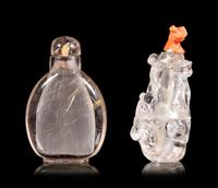 Two Carved Quartz Snuff Bottles