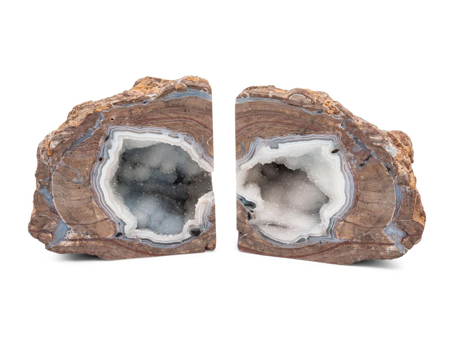Four Pairs of Geode Bookends