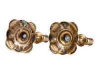 A Pair of English Brass Scalloped-Foot Candlesticks