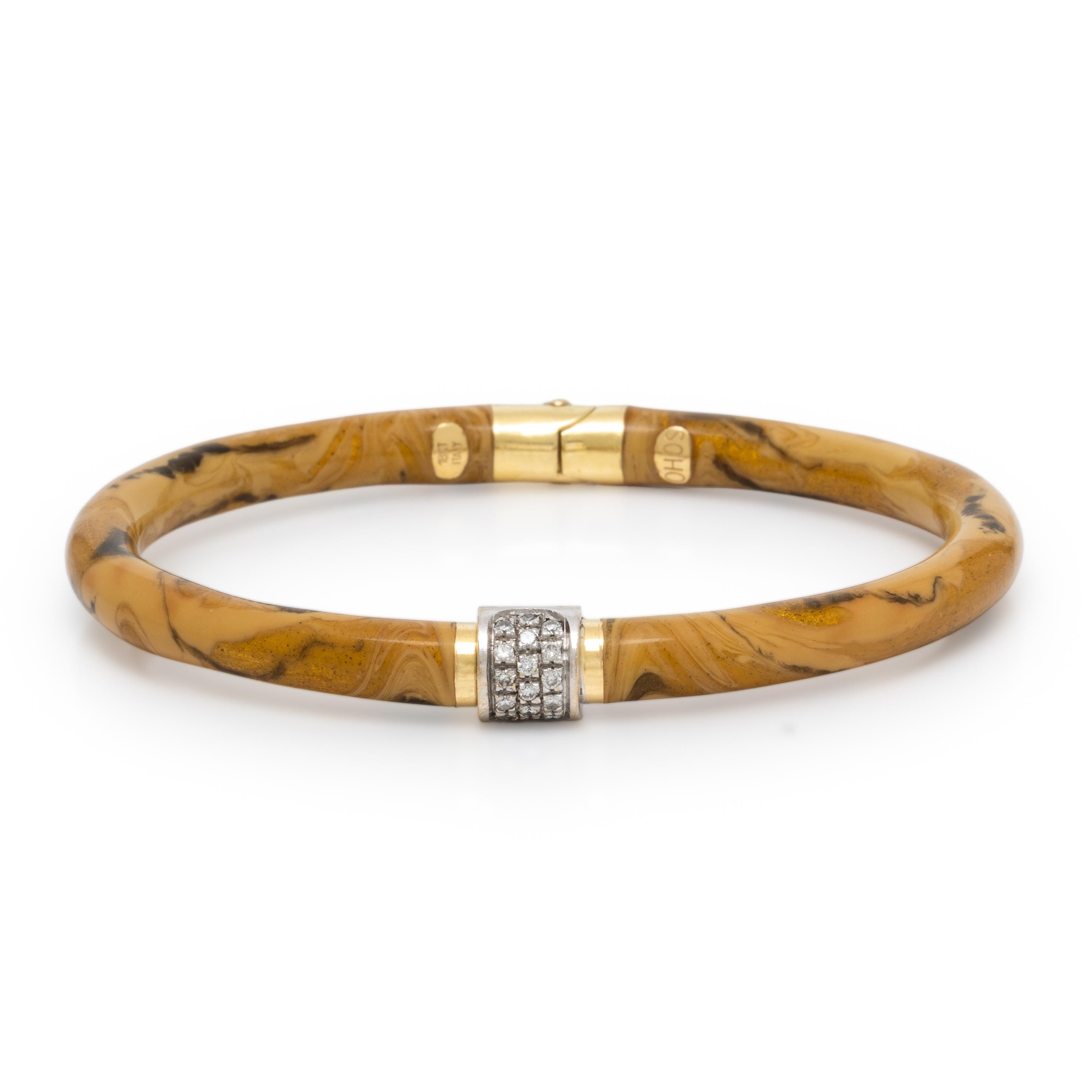 Soho, Enamel, Diamond, and Bicolor Gold Bangle Bracelet