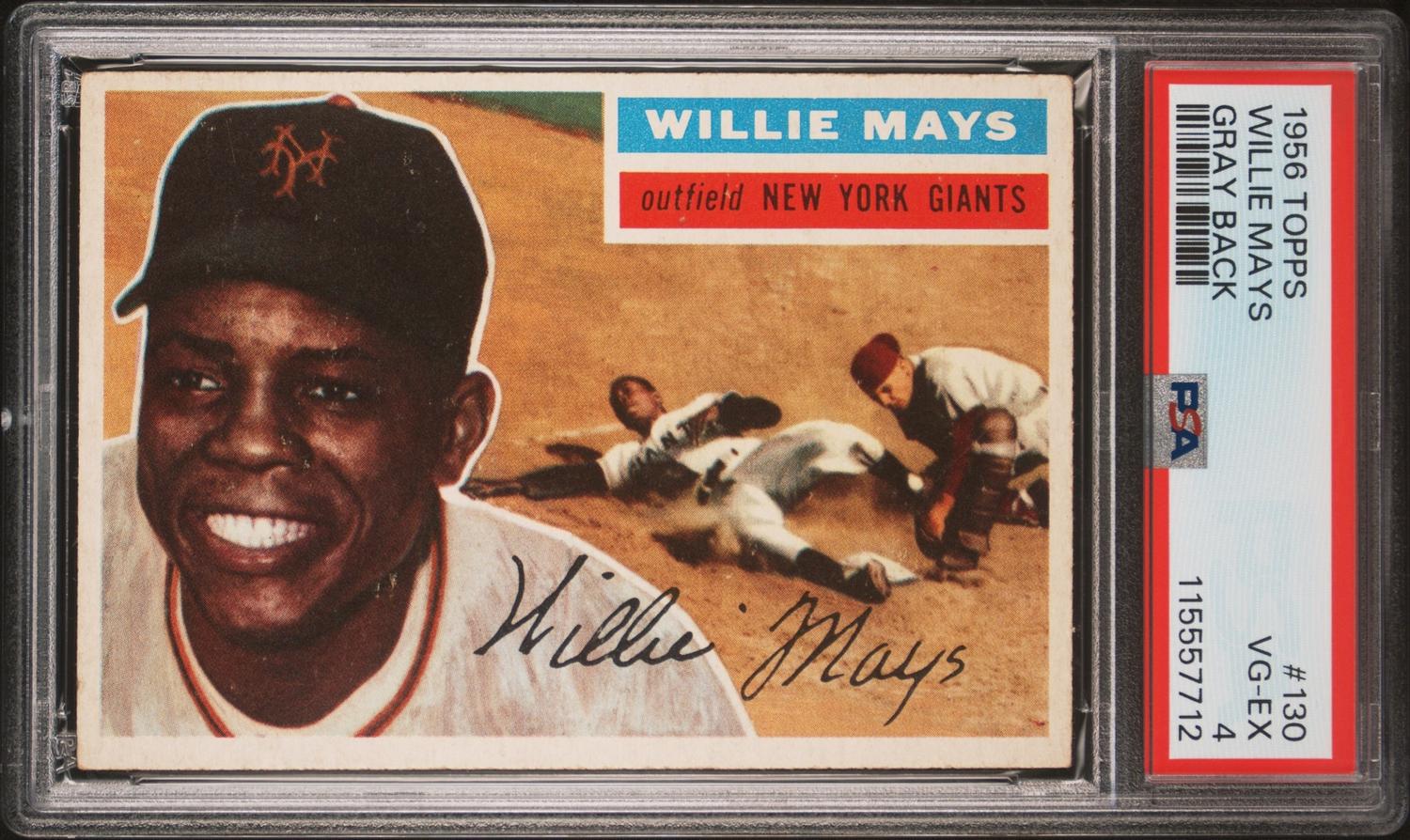 A 1956 Topps Willie Mays Baseball Card No. 130 (PSA 4 VG-EX) from The Collection of David Eisenhower