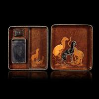 A Japanese lacquer "Cranes and Dogs" writing box Edo to early Meiji period