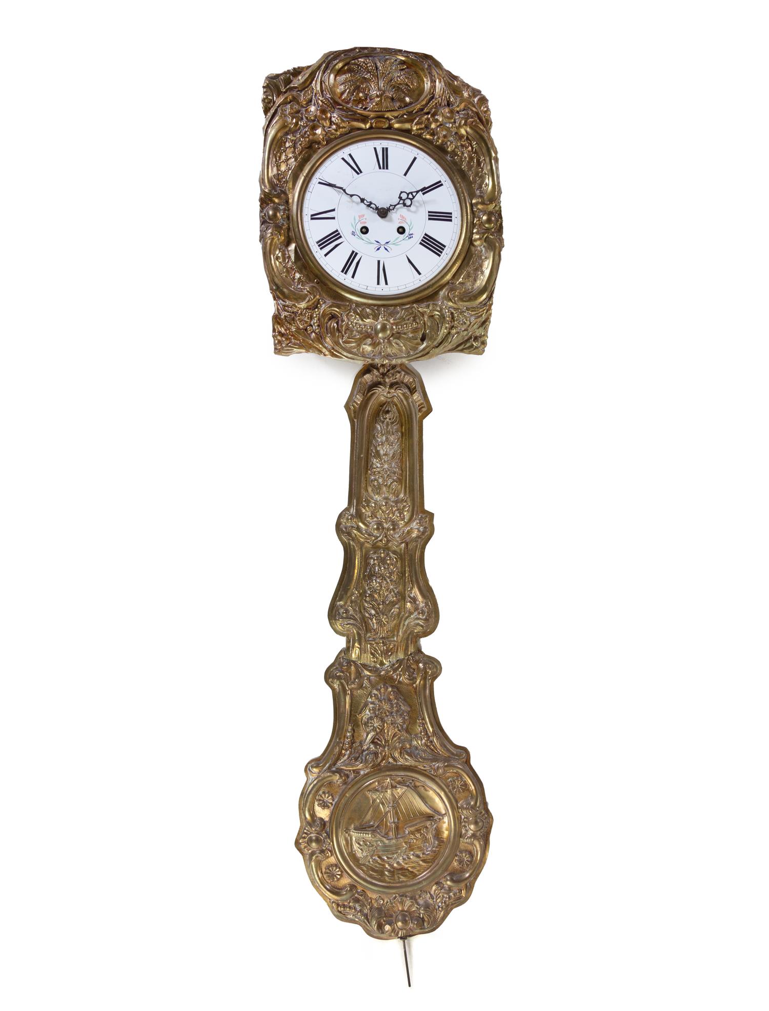 A French Brass Wag-on-the-Wall Clock
