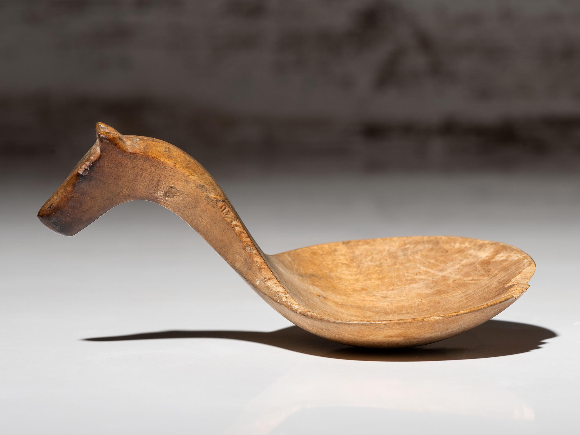 Meskwaki Carved Maple Figural Ladle, Horse