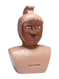 A Folk Carved and Painted Pine Roman Centurion Bust