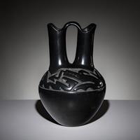 Margaret Tafoya (Santa Clara, 1904-2001) — Carved Blackware Pottery Wedding Vase