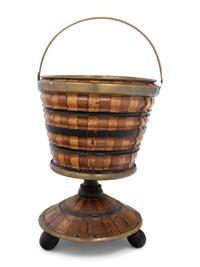 An English Brass Mounted Parcel Ebonized Pail