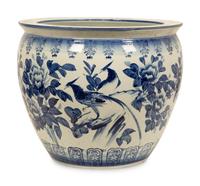 Three Chinese Blue and White Porcelain Fishbowl Jardinieres