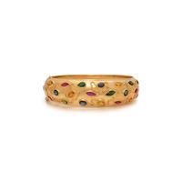 MULTI-COLORED GEMSTONE AND GOLD BANGLE BRACELET