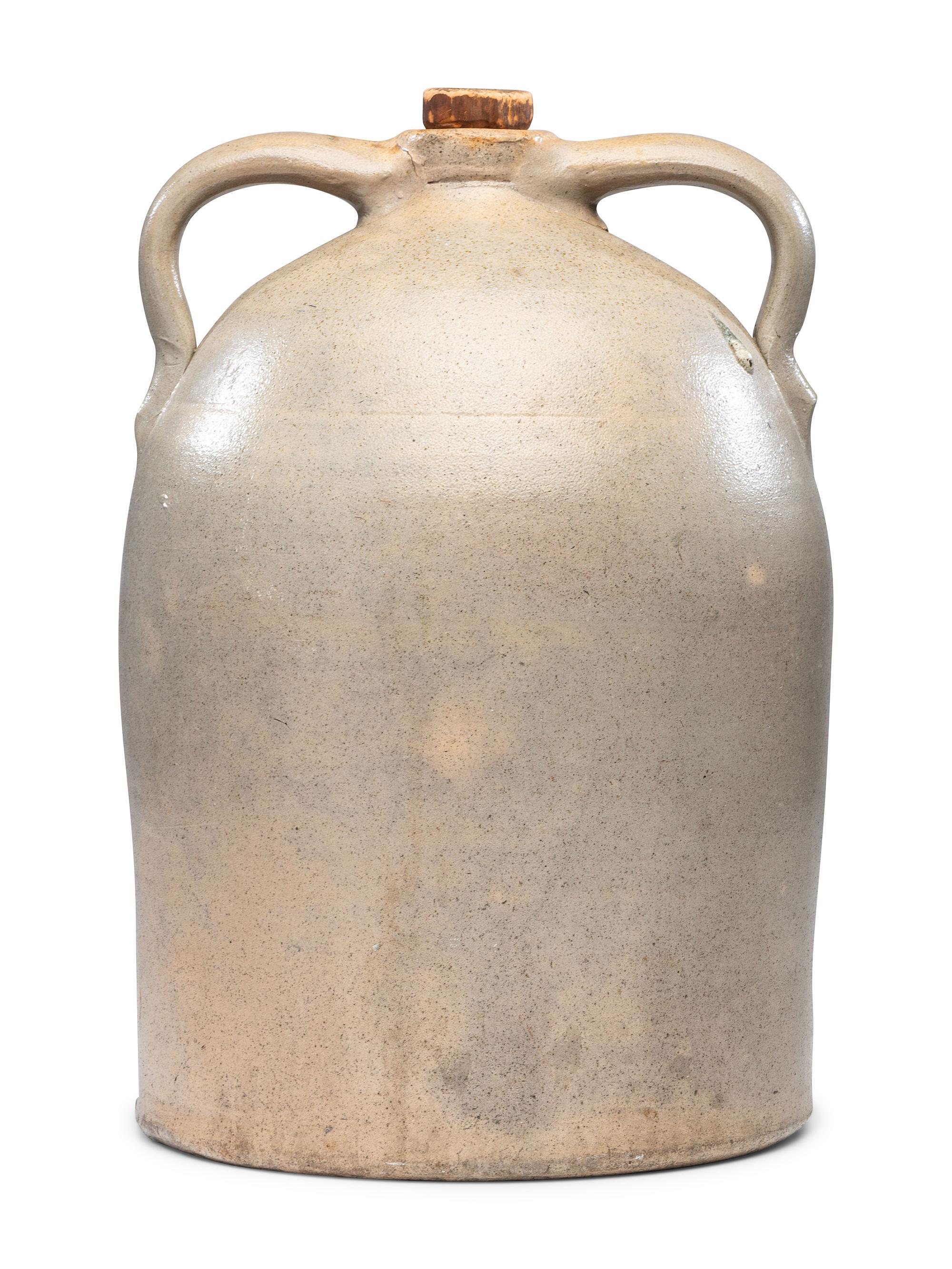 A Rare Curtis Fenton 'Pure Cold Water' Stenciled Stoneware Cooler