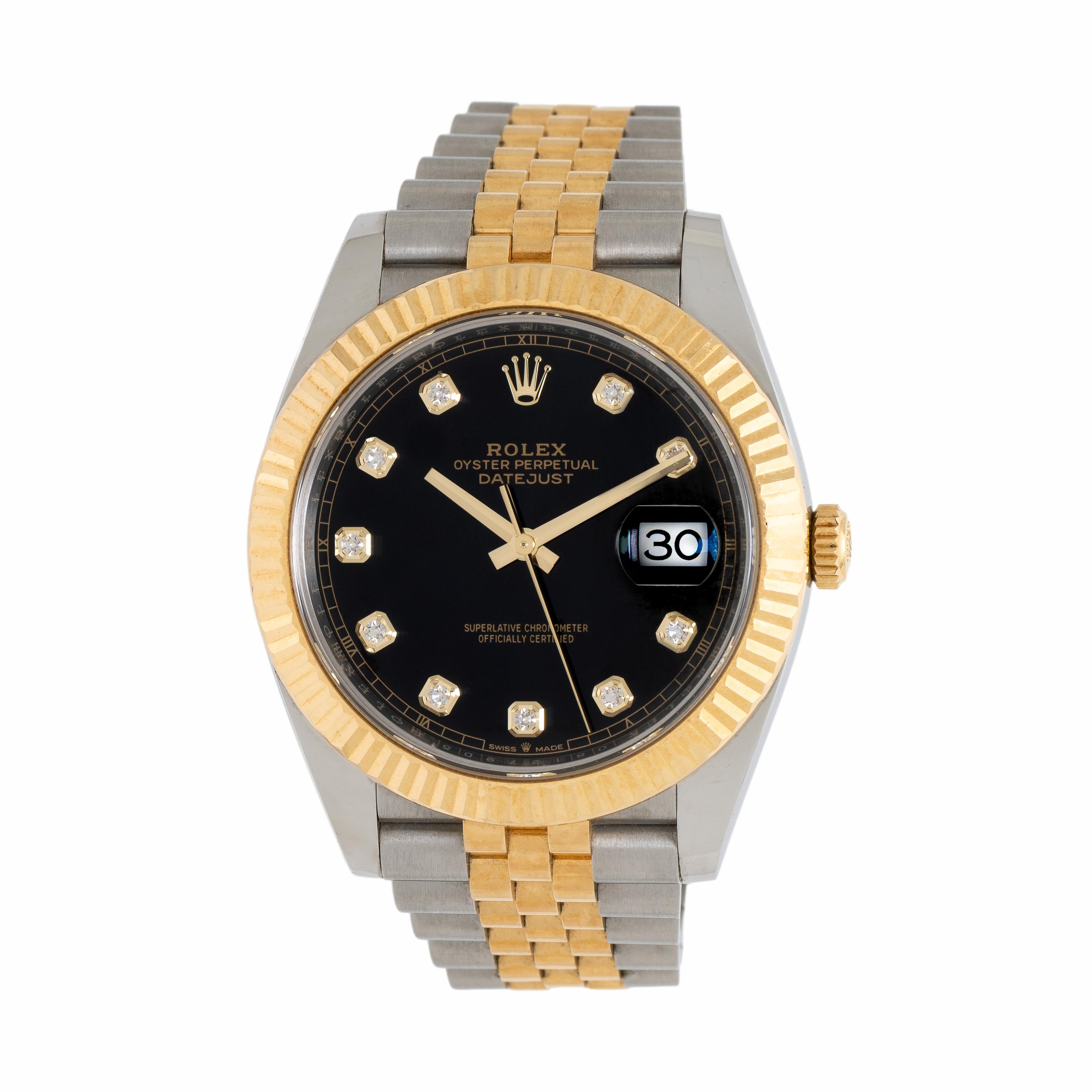 Rolex, Ref. 126333, 18K Yellow Gold and Stainless Steel 'Datejust' Watch with Black Dial and Diamond Indices