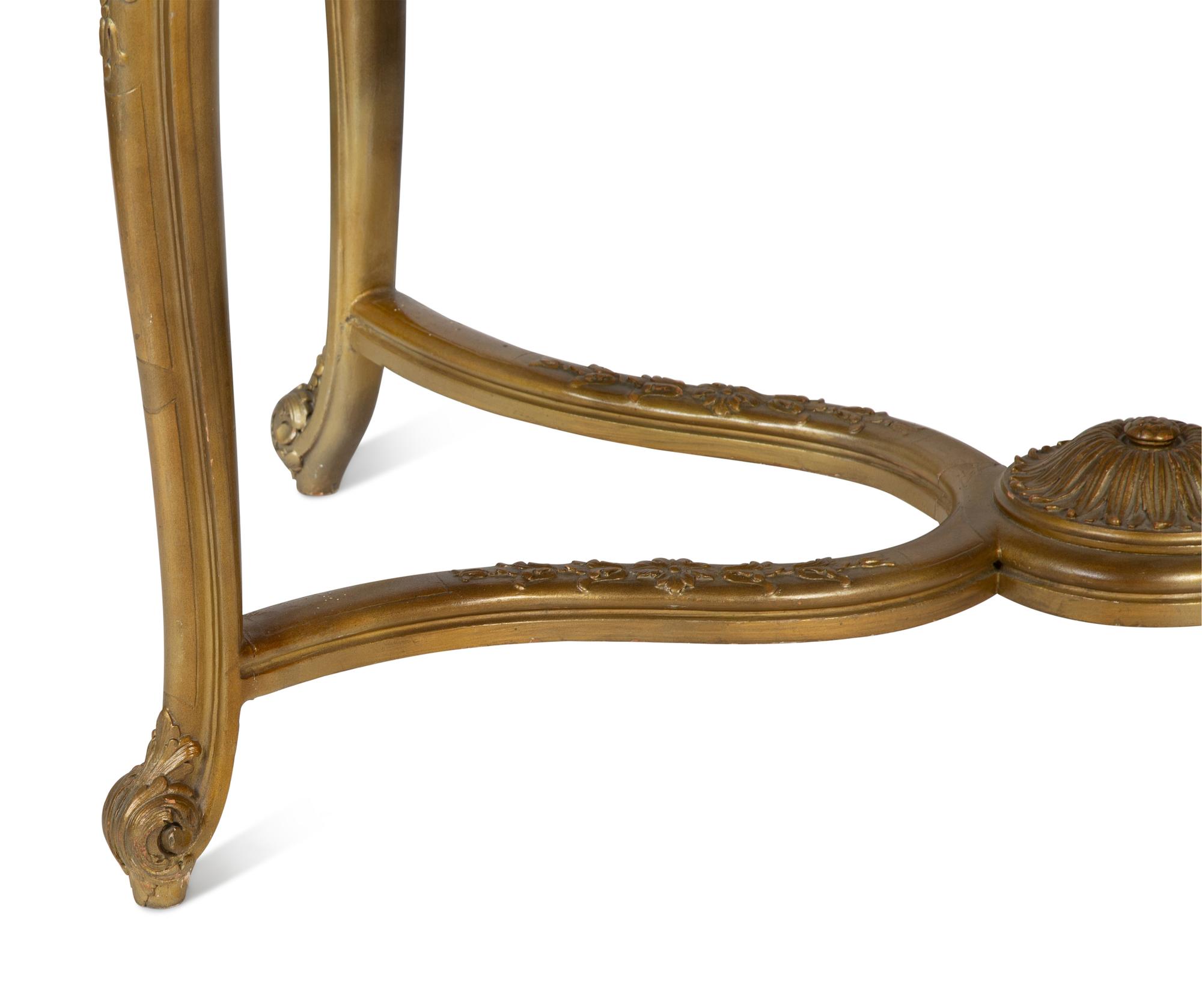 A Louis XV Style Giltwood Marble-Top Table — 20TH CENTURY