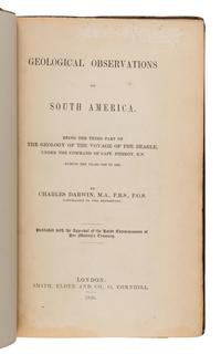Darwin, Charles (1809-1882). [Geology of the Beagle :] The Structure and Distribution of Coral Reefs. Being the First Part of the Geology of the Voyage of the Beagle, under the Command of Capt. FitzRoy, R.N., during the Years 1832 to 1836. -- Geological Observations on the Volcanic Islands, Visited during the Voyage of H.M.S. Beagle, together with some Brief Notices on the Geology of Australia and the Cape of Good Hope. Being the Second Part of the Geology of the Voyage of the Beagle. -- Geological Observations on South America. Being the Third Part of the Geology of the Voyage of the Beagle. London: Smith, Elder and Co., 1842, 1844, 1846.