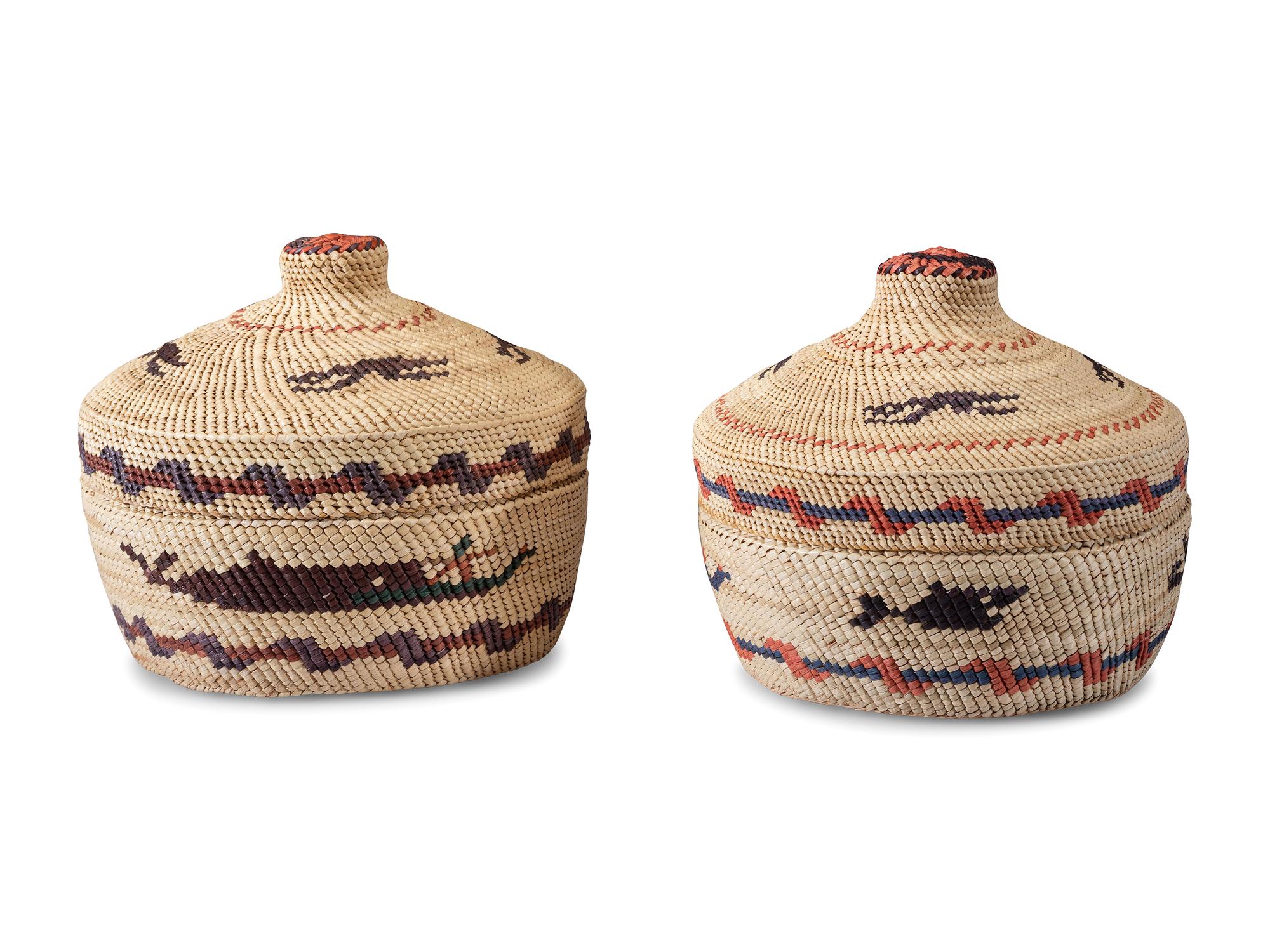 Polychrome Lidded Baskets