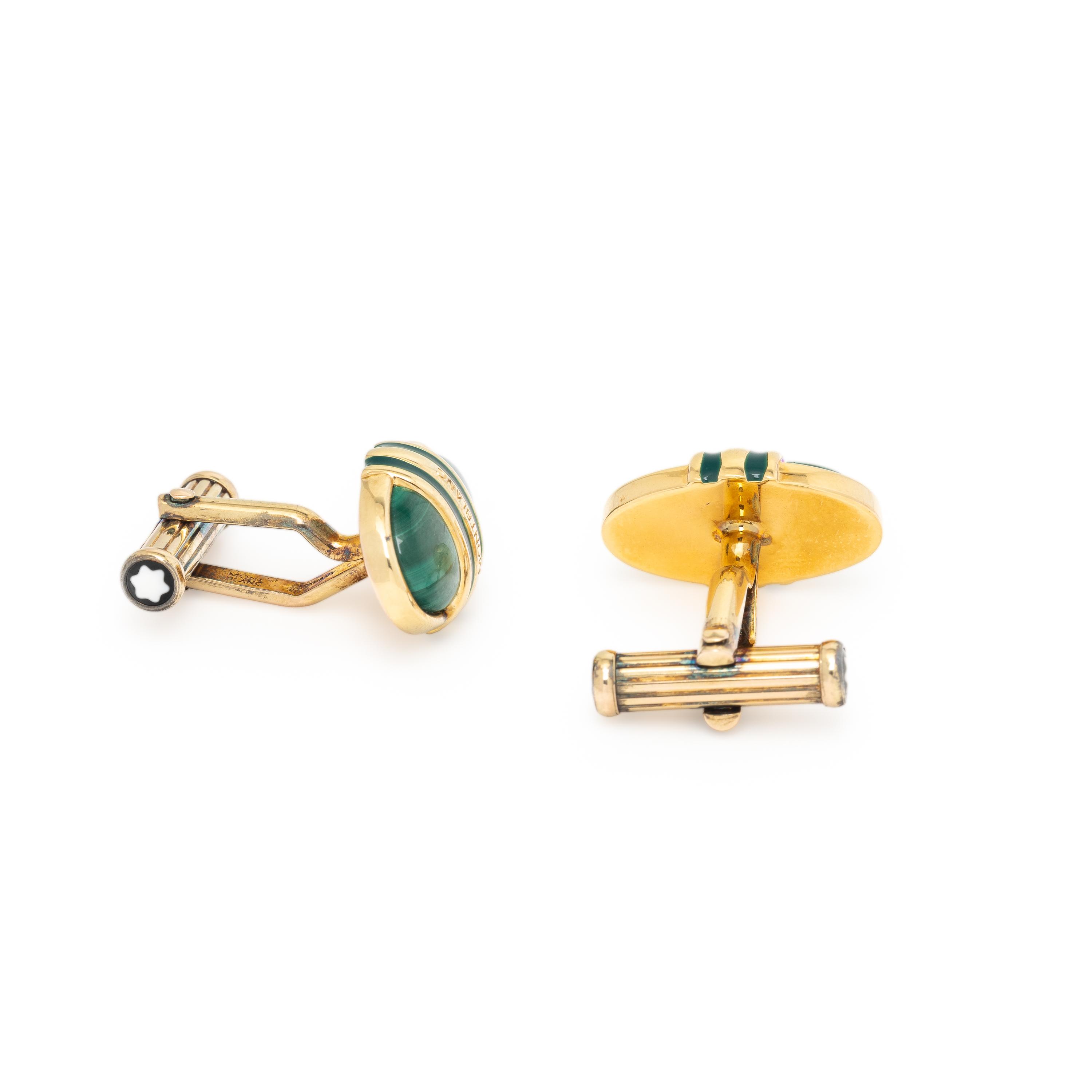 Montblanc, Malachite and Sterling Silver Cufflinks