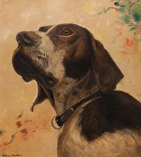 Three Works of Art depicting Pointers Largest: 19 1/4 x 22 1/2 inches.