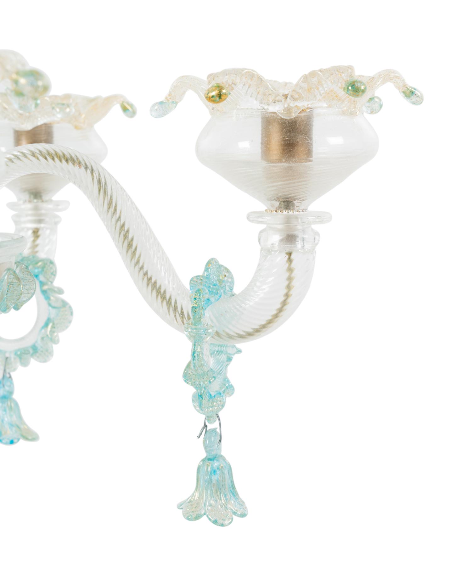 A Venetian Glass Five-Light Chandelier