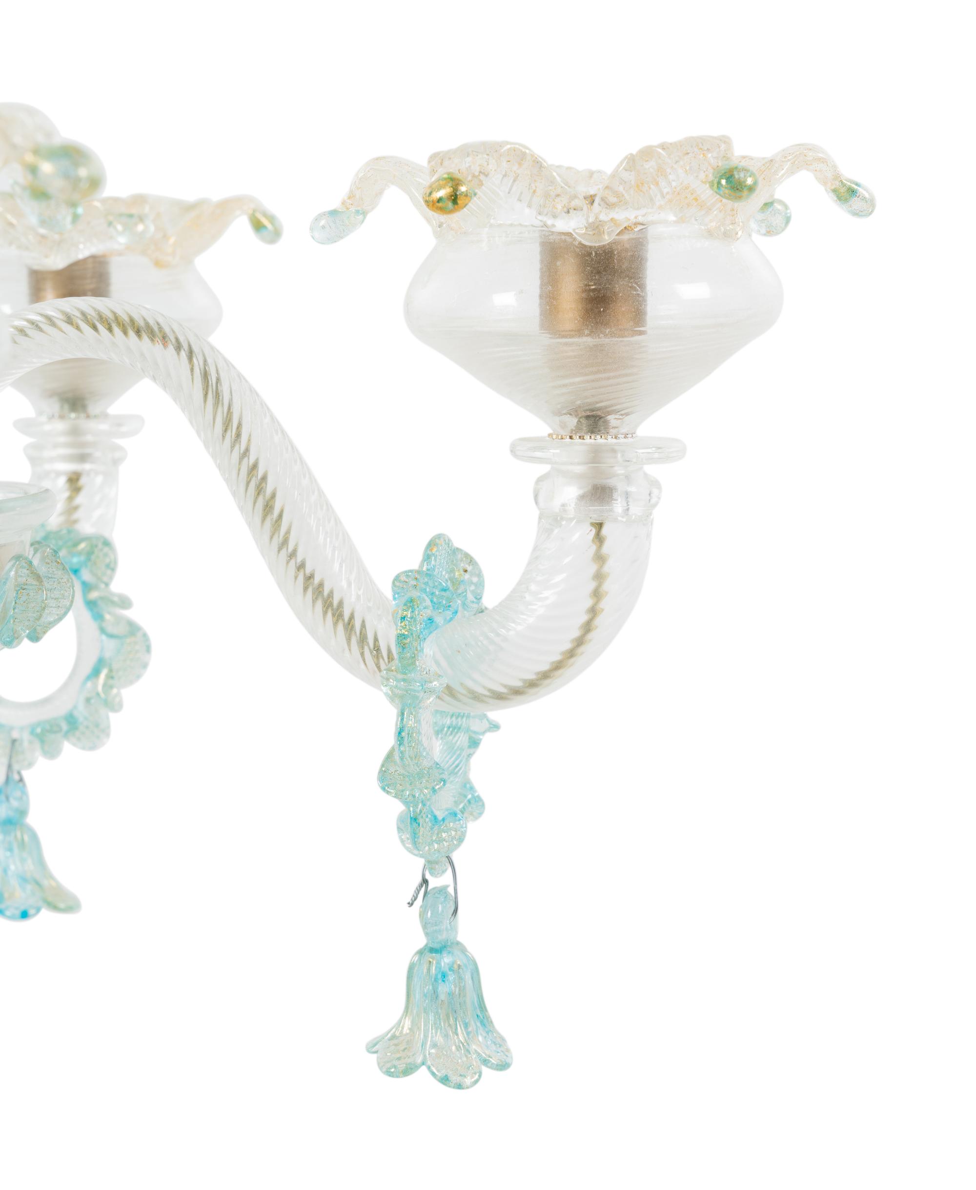 A Venetian Glass Five-Light Chandelier