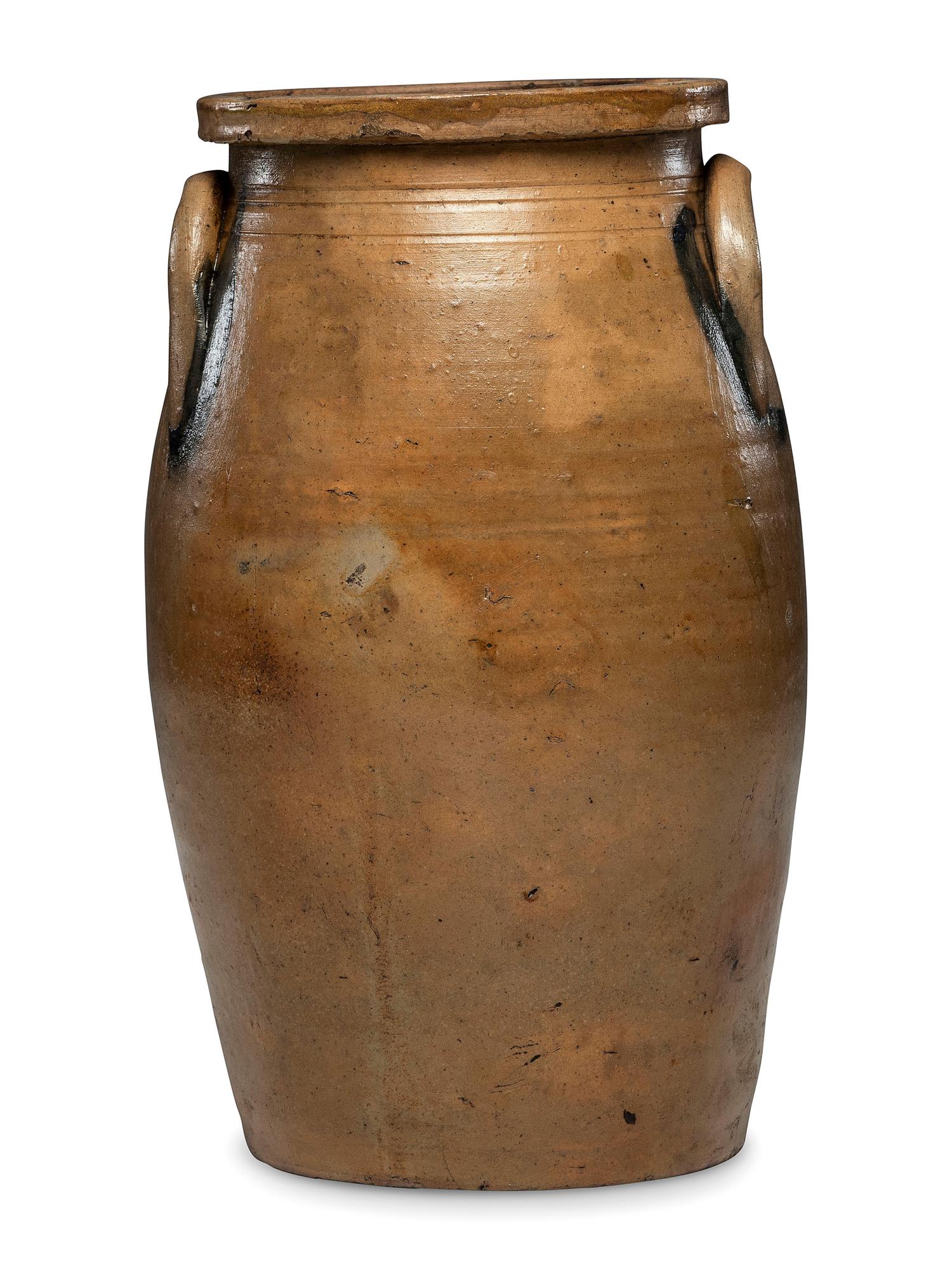 A Moore and Colvin Three-Gallon Ovoid Stoneware Crock