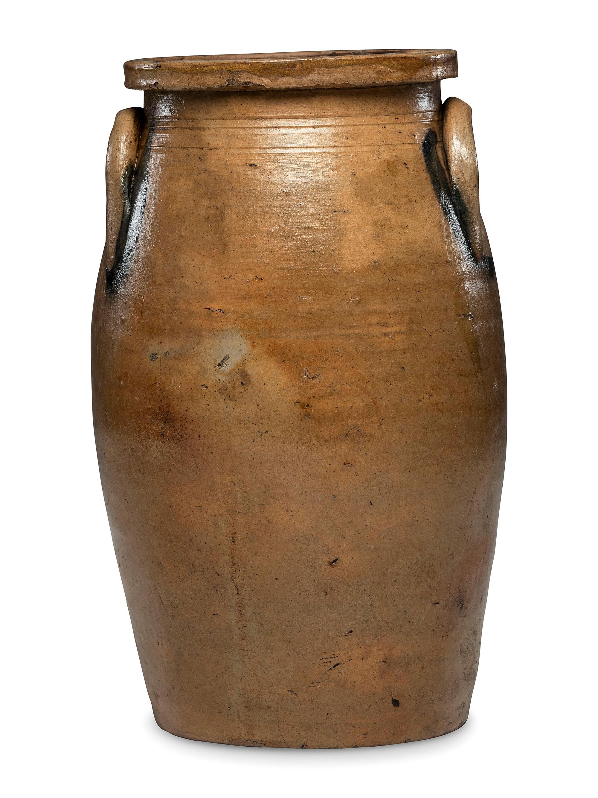 A Moore and Colvin Three-Gallon Ovoid Stoneware Crock
