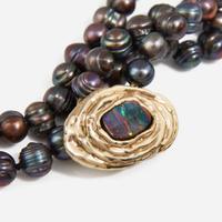 A Black Pearl and Opal Necklace