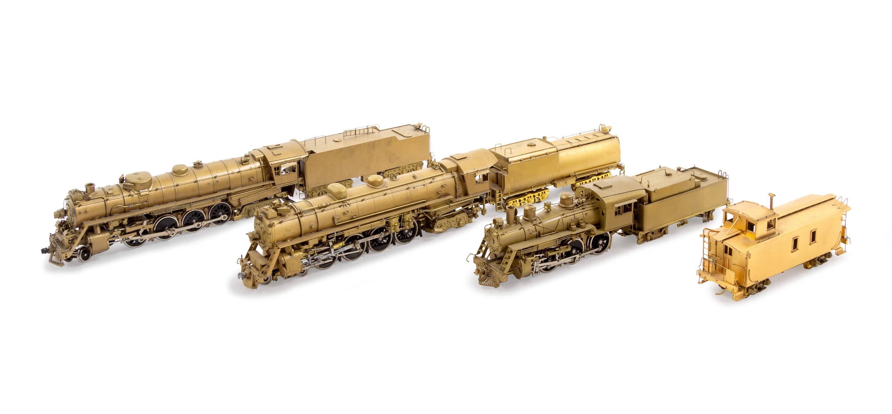 A Group of Three Brass HO-Gauge Locomotive and Tenders