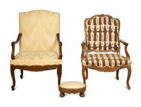 Two Régence Style Fauteuils and a Stool