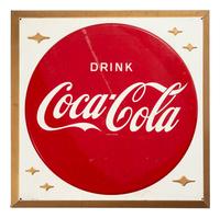 A Coca Cola Embossed Tin Advertising Sign