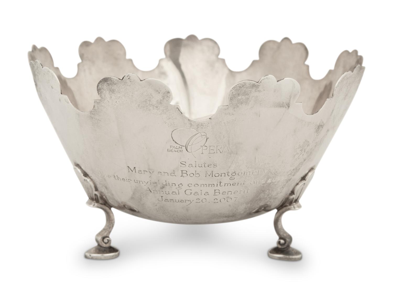 A Tiffany and Co. Silver Monteith Style Footed Bowl