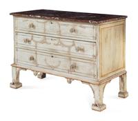 A George III Carved and Painted Marble-Top Commode in the Chinese Chippendale Taste