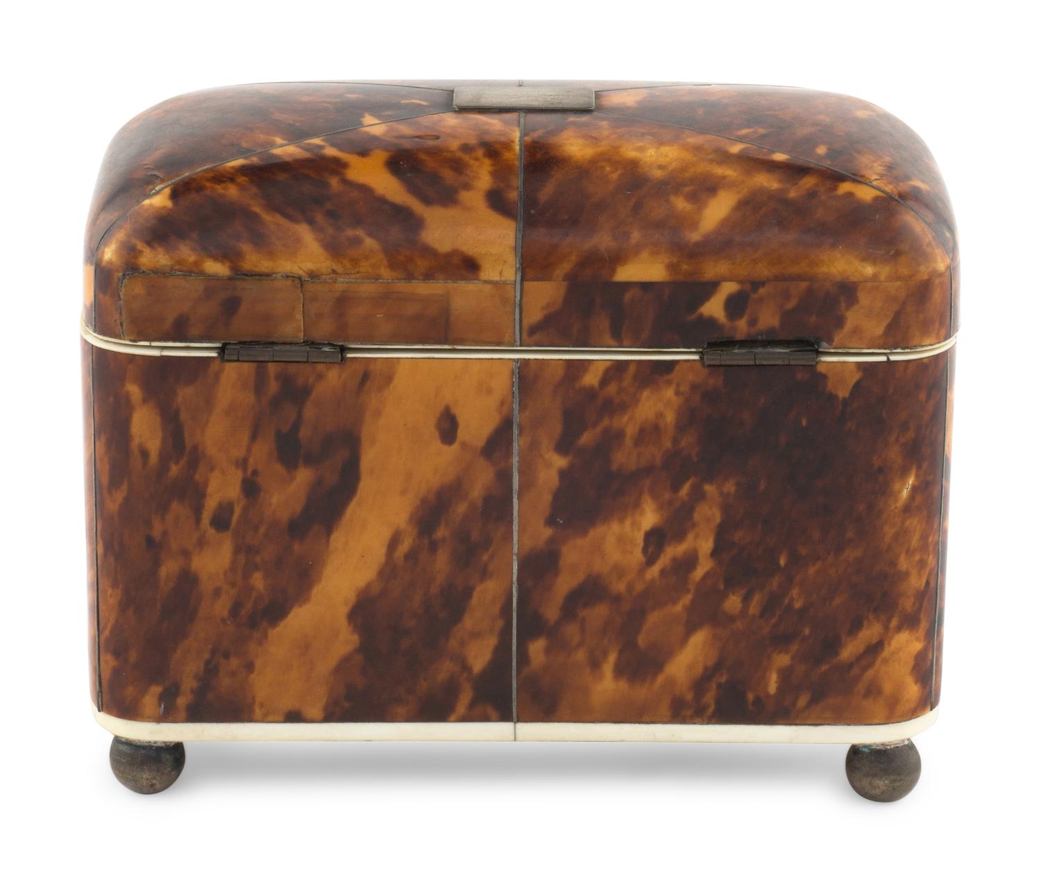 An English Tortoiseshell Tea Caddy