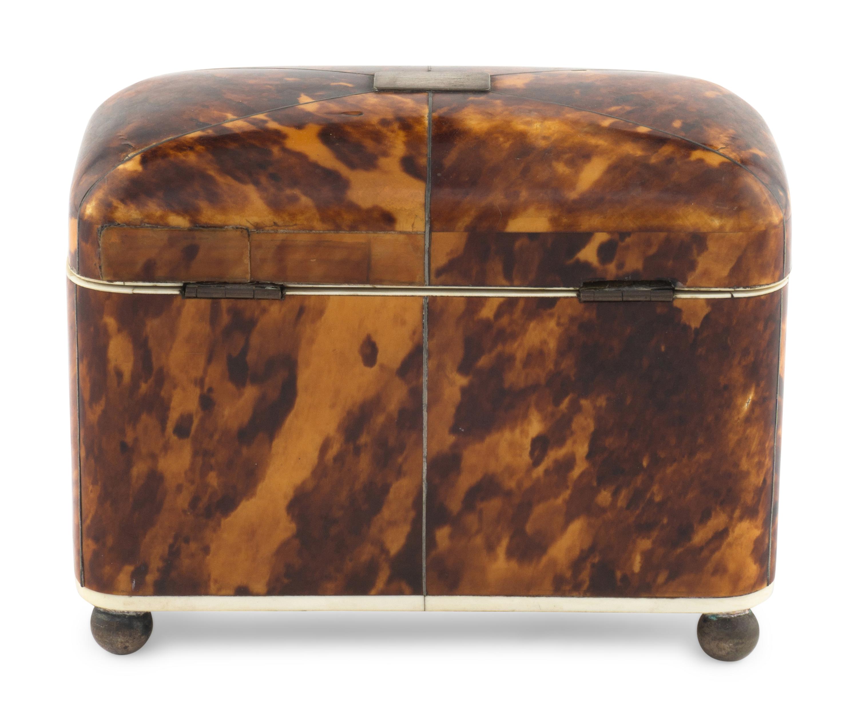 An English Tortoiseshell Tea Caddy