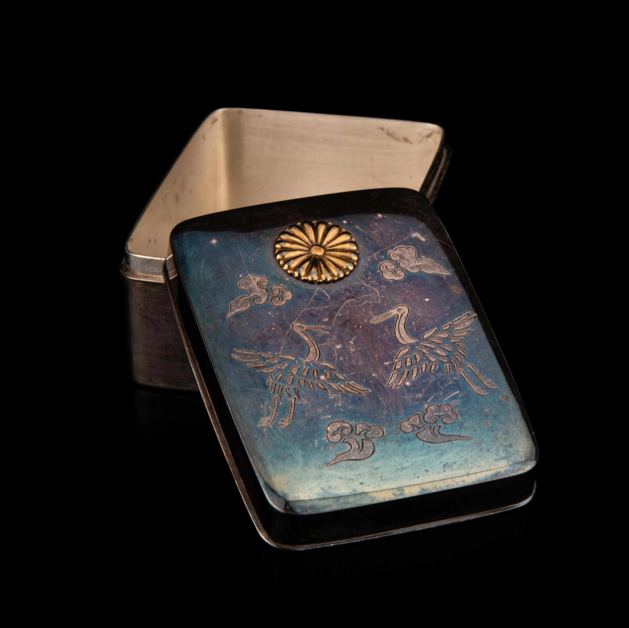 A Japanese Silver Rectangular Box-Form Bonbonnière