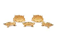 A Set of Five Brass or Gilt Metal Shell-Form Dishes