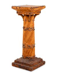 A Nailhead Decorated Leather Clad Pedestal